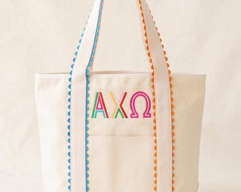 Licensed Sorority Embroidered Tote Bag