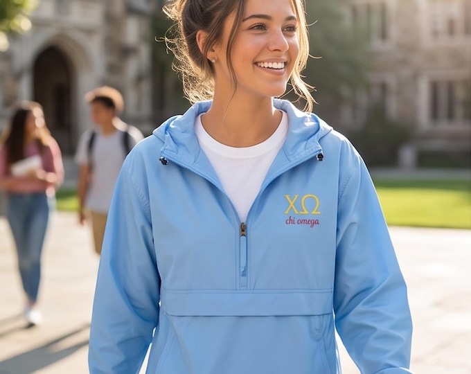 Licensed Chi Omega Sorority Embroidered Champion Packable Jacket