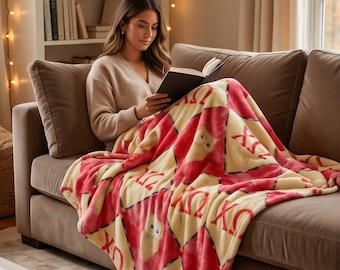 Licensed Sorority Fleece Blanket - Personalized Greek Gift, Big Little Reveal, Bid Day Gift