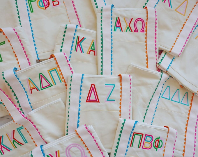 Licensed Sorority Embroidered Tote Bag