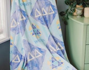 Licensed Sorority Fleece Blanket - Personalized Greek Gift, Big Little Reveal, Bid Day Gift
