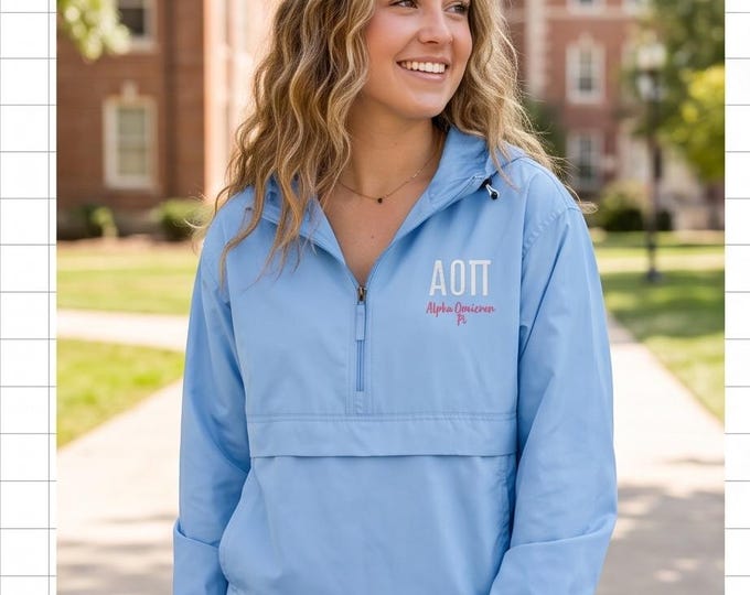 Licensed Alpha Omicron Pi Sorority Embroidered Champion Packable Jacket