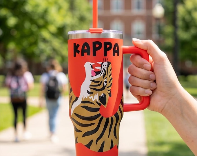 Licensed Kappa Kappa Gamma Limited Edition Custom Tiger Tumbler 30oz.