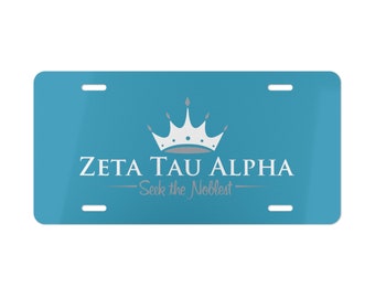 Zeta Tau Alpha ZTA custom car vanity plate front display