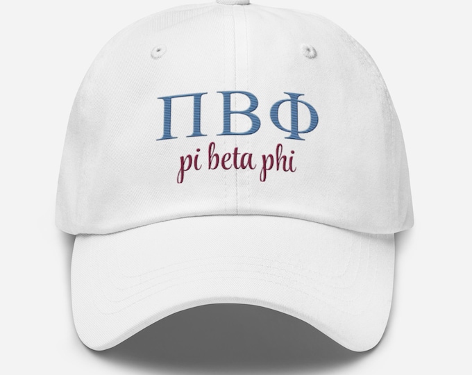 Pi Beta Phi Embroidered Hat Custom Designed
