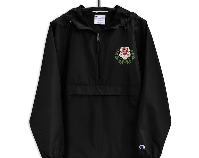 Chi Omega Custom Designed Embroidered Champion Packable Jacket