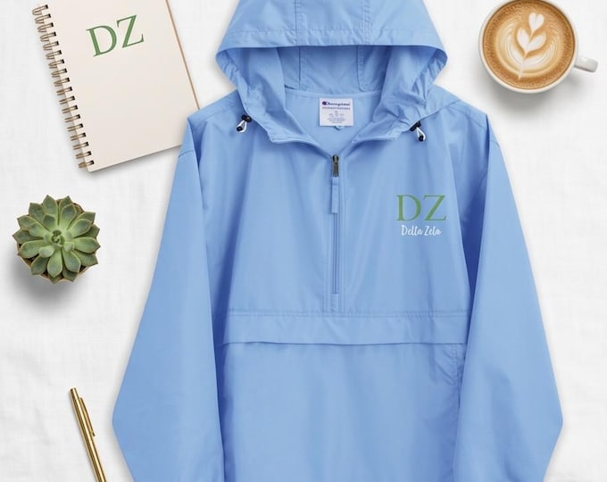 Licensed Delta Zeta Sorority Embroidered Champion Packable Jacket