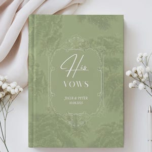 Vows Notebook, French Toile de Jouy Custom Vow Book, His and Her Vows, Wedding Keepsake, Elegant Ceremony Notebook