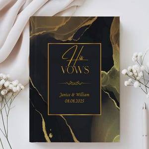 Personalized Vow Book, Luxury Wedding Speech Notebook, Elegant Hard Cover Vows Journal, Custom Wedding Keepsake Gift