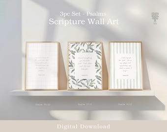Psalms Scripture Wall Art Prints - Set of 3 (Digital Download)