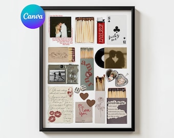 Plantilla de póster con diseño de caja de cerillas, regalo de aniversario (descarga digital)