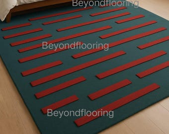 Modern gestreept handgetuft tapijt, geometrisch tapijt, eigentijds abstract tapijt, minimalistisch woonkamertapijt, handgemaakt designertapijt, op maat gemaakt tapijt