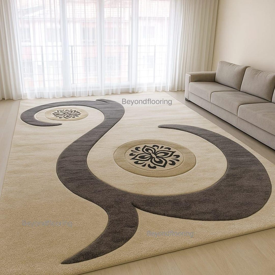 Zam Zam Saudi Urdu Arabian Hand-tufted 3D Wool Rug – Abstract Swirl ...