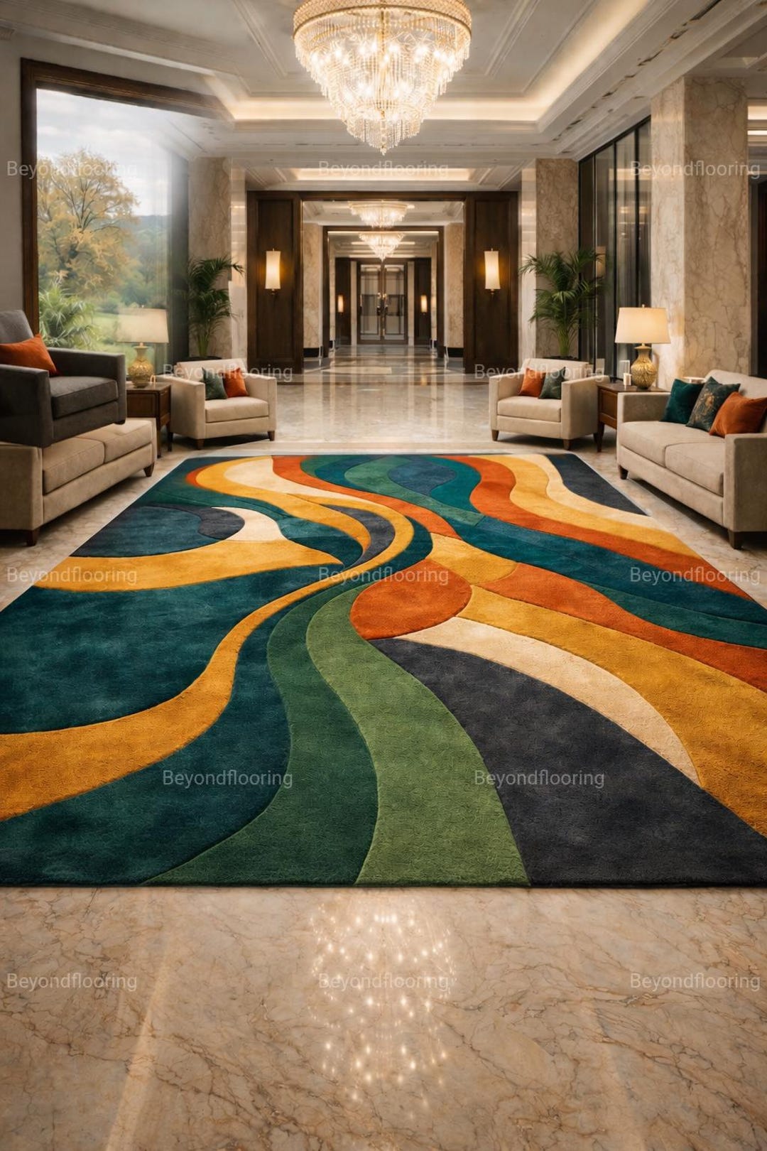 Luxury Abstract Hand-tufted Wool Rug Multicolour Modern Designer Area ...