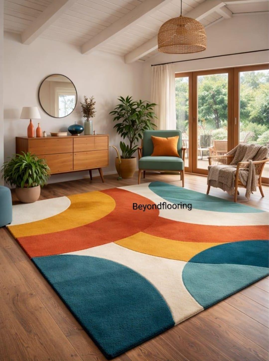 Hand Tufted Abstract Wool Rug | Colorful Modern Area Rug | Geometric ...