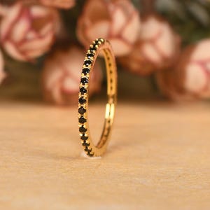 Black Spinel Eternity Band Ring / Bridal Wedding Band / Stackable Black Diamond Ring / Full band/ Anniversary Ring / Birthday Gifts for her