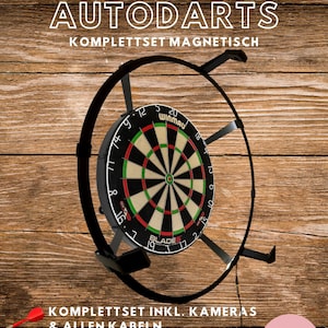 Kompletny zestaw magnetycznych rzutek Autodarts | Kompletny system | Pierścień oświetleniowy | Zawiera kamery OV9732 i wszystkie kable | Winmau | Nie wymaga wiercenia | Stalowy rzutek