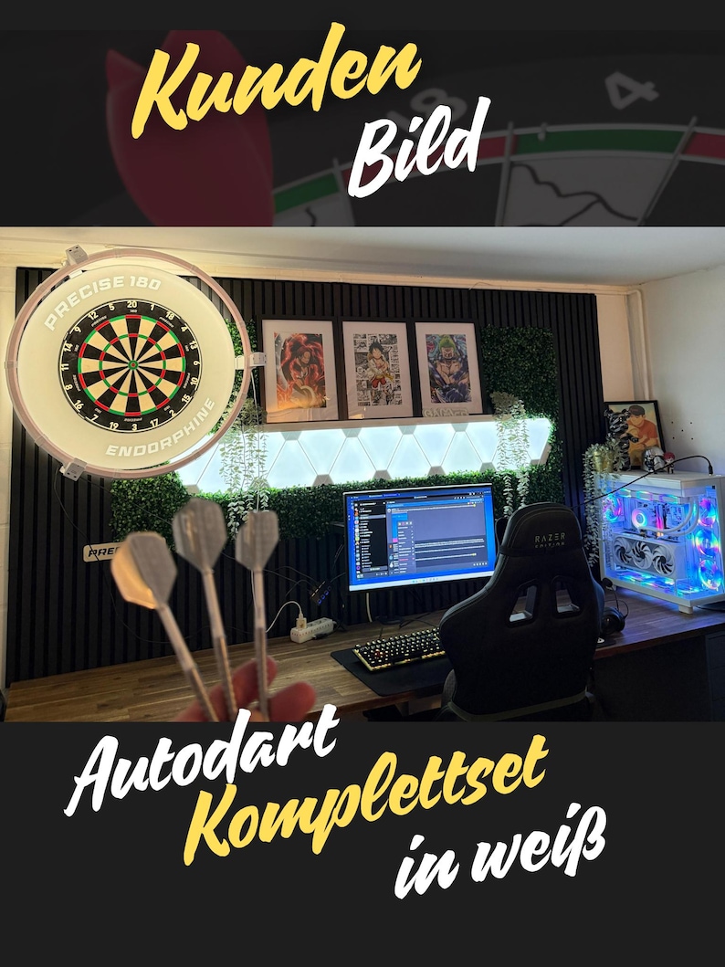 Autodarts komplett set | Komplett system | Ljusring | inkl. OV9732-kameror och alla kablar | Winmau | Dartring | Väggfäste | Ståldart bild 8