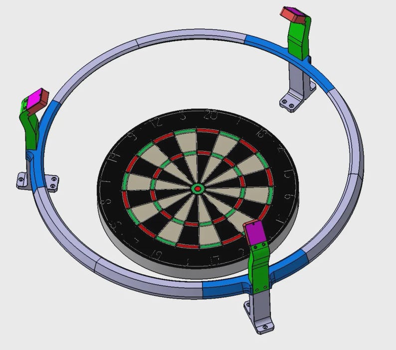 Autodarts komplett set | Komplett system | Ljusring | inkl. OV9732-kameror och alla kablar | Winmau | Dartring | Väggfäste | Ståldart bild 17