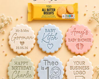 Personalised Cookie Stamp, Custom Fondant Embosser, Baking Tool, Fits M&S cookies, Cookie Cutter