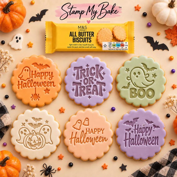 Halloween Fondant Stamp • Spooky Cookie Embosser (55mm)