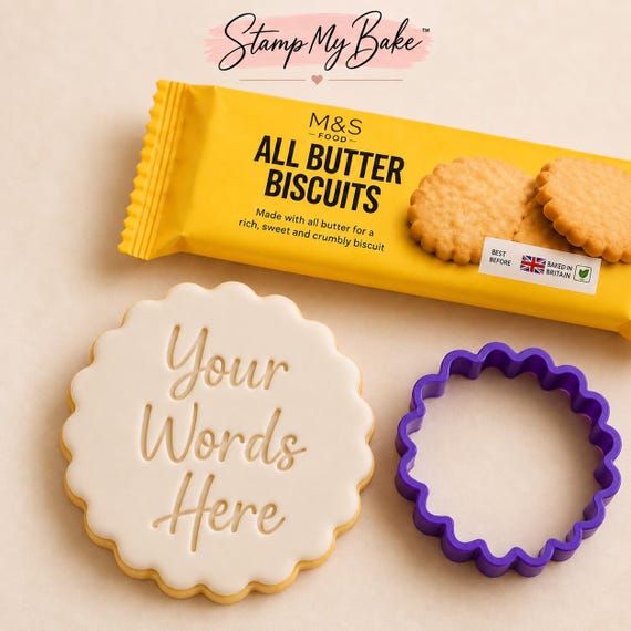Personalised Fondant Biscuit Stamp | Custom Text Embosser (55mm)