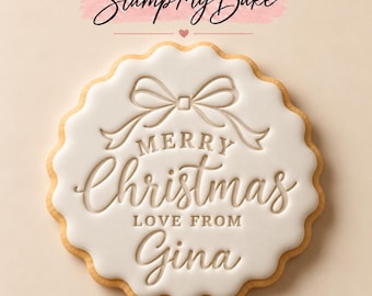 Personalised Christmas Biscuit Stamp | Merry Christmas Love From | Custom Name Fondant Embosser | Christmas Cookie Stamp