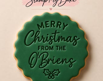 Personalised Christmas Biscuit Stamp | Merry Christmas From The Family | Custom Surname Fondant Embosser | Christmas Cookie Cutter