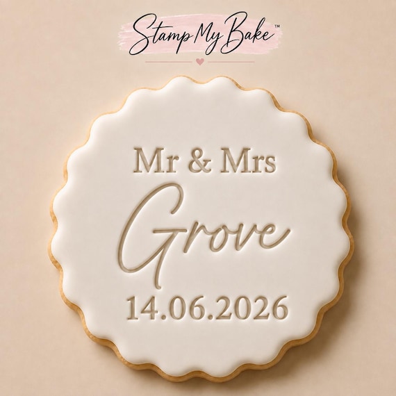 Custom Wedding Cookie Stamp – Mr & Mrs Embosser, Personalised Biscuit Stamp, Fit M and S biscuits