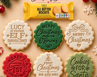 Sello personalizado para galletas navideñas, repujador de fondant, cortador de galletas navideñas, Elfo en el estante, Papá Noel, repostería navideña para profesores
