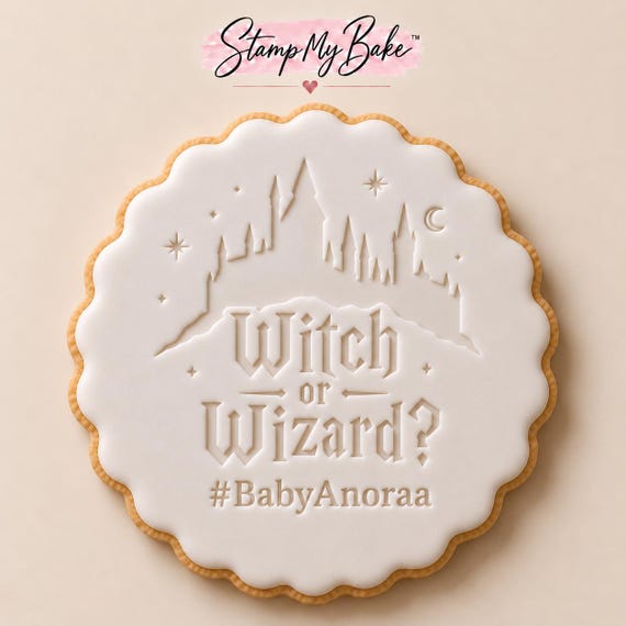 Witch or Wizard Baby Shower Cookie Stamp | Magical Castle Biscuit Embosser