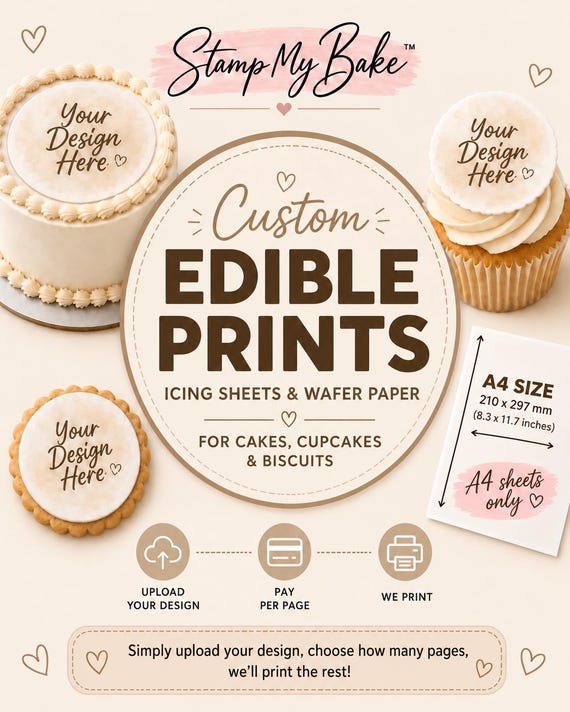 Custom Edible Cake Toppers | Personalised Icing Sheet or Wafer Paper (Pre-Cut or Uncut)