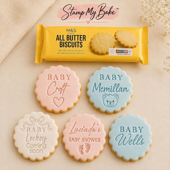 Personalised Baby Shower Cookie Stamp, Custom Name Embosser, Biscuit Decorating Tool