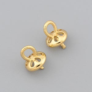 Exquisite 18K Gold Filled Anhänger Perlenkappe mit Schlaufe für DIY Halskette Armband Ohrring Schmuck 7 x 9 mm 10Stk