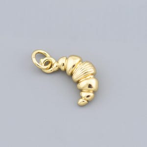 Mini Croissant Shaped Pendant in 18K Gold Filled Finish for DIY Food Theme Jewelry and Accessories 15x8.5mm