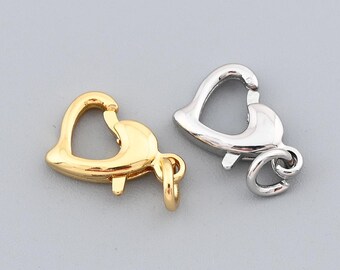 Elegant 18K Gold Filled Open Heart Shape Lobster Clasp Connector for Crafting DIY Necklace Bracelet Jewelry 7.1x10.5mm