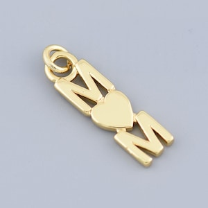 Elegant 18K Gold MOM Pendant with Heart Accent – Timeless Mother’s Day Jewelry Gift 24.5x7mm