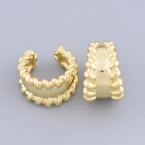 Classic 18K Gold Filled Twisted Rope Hoop Earrings Small Chunky Half Hoop Jewelry For Women