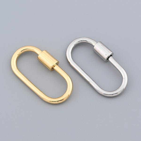 Conector de parafuso oval versátil com fecho giratório e preenchimento de ouro 18K para joias e bolsas de artesanato 13,5 x 25 mm