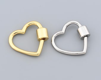 Modern 18K Gold Filled Heart Shape Magnetic Clasp Connector For Bracelet Necklace And Jewelry Making 20.3x18.2mm