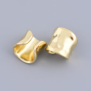 Fashion 18K Gold Filled Hammered Open Hoop Earrings Unique Bold Irregular Circle Jewelry 15x14mm