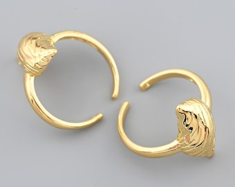 Chic 18K Gold Filled Shell Ring Adjustable Size for Beach Theme Jewelry and Nautical Creations 22.4x24mm