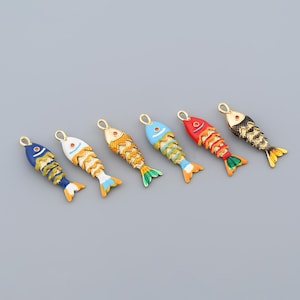 Multicolor Fish Pendant Charm for DIY Crafting, Handmade Enamel Necklace Bracelet Jewelry Supplies