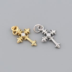 Unique 18K Gold Filled Cross Charm Pendant with Filigree Religious Style Jewelry Gift for Christian Women 8x13mm