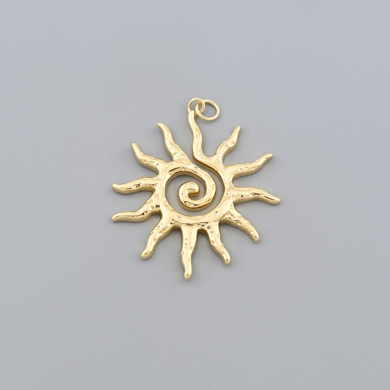 Adore Sunshine With an 18K Gold Filled Sun Pendant, Enhanced by Curved ...