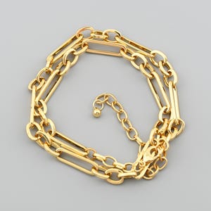 Sleek 18K Gold Filled Chain Necklace with Interlocking Links and Adjustable Clasp for a Fashionable Touch 41.5+8.5cm