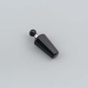 Parfymflaska i svart ädelsten, fasetterad onyx-stil glasampull med propp, elegant displayflaska i fickformat med atomizer 18 x 45 mm