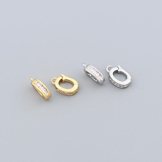 18K Gold Filled Rectangular CZ Clasp Connector for Charm Bracelet