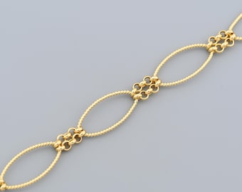 Bracciale classico con maglie ovali aperte in oro 18 carati, gioiello minimalista per lei, 11,7x24,8 mm