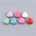 Adorable Rainbow Puffy Heart Drops with Enamel Look and Gold Loops for Handmade Jewelry Creations 13x14mm